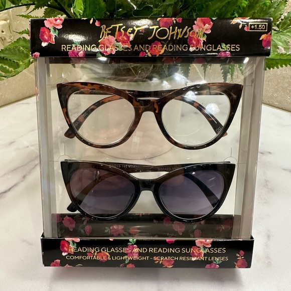 Betsey Johnson Accessories - Betsey Johnson Cat Eye Reading Glasses and Reading Sunglasses +1.50